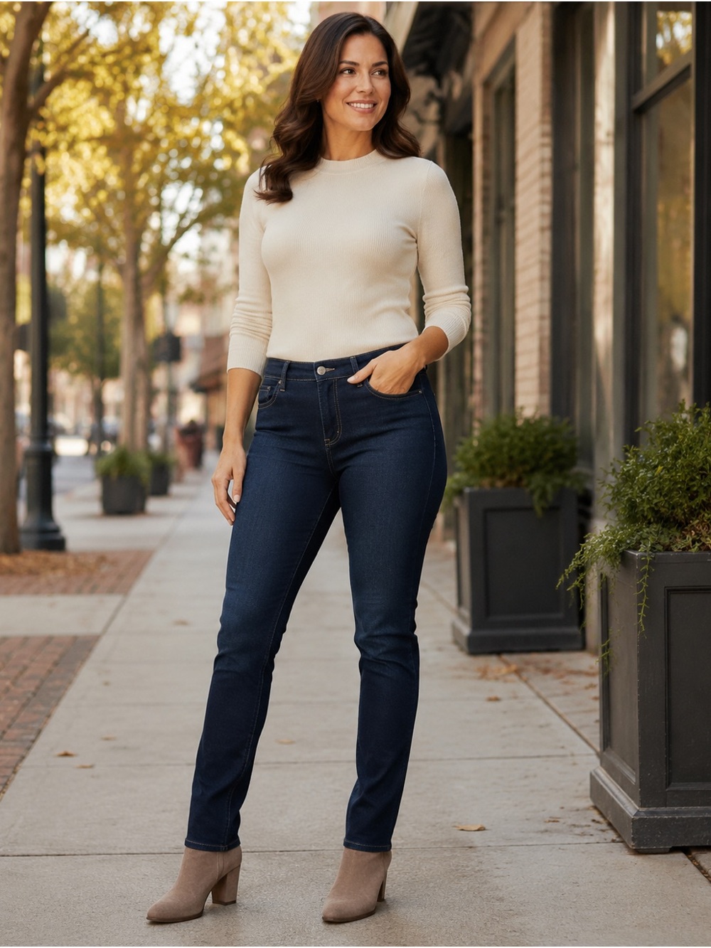 KUT from the Kloth Kurvy Dark Wash Slim Straight Jeans Size 12 NWT